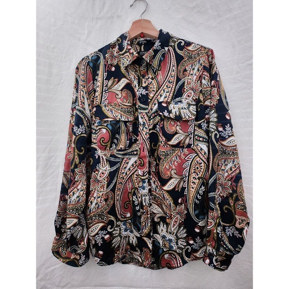 Jones New York Petite Style‎ Button Up Paisley Size M EUC - Picture 1 of 6